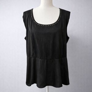 Torrid Black‎ Faux Suede Peplum Top Studded Neckline Size 4X Edgy Goth Night Out